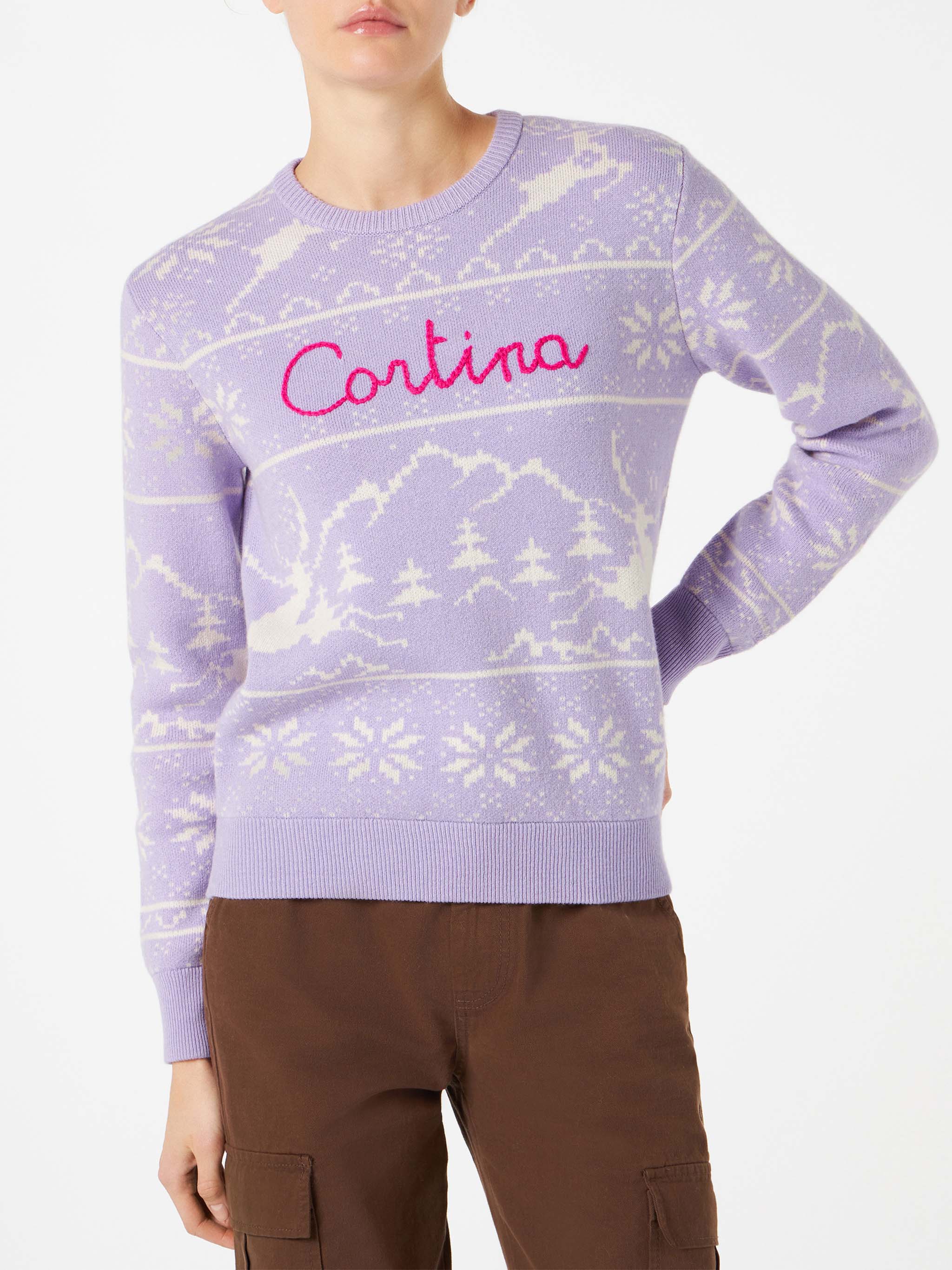 Jersey de mujer con estampado noruego y bordado Cortina.