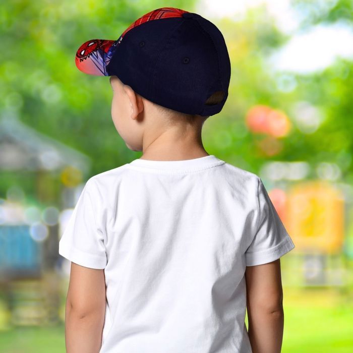 Gorra de béisbol de algodón azul marino de Marvel Spider-Man para niños, ajustable de 52 cm.