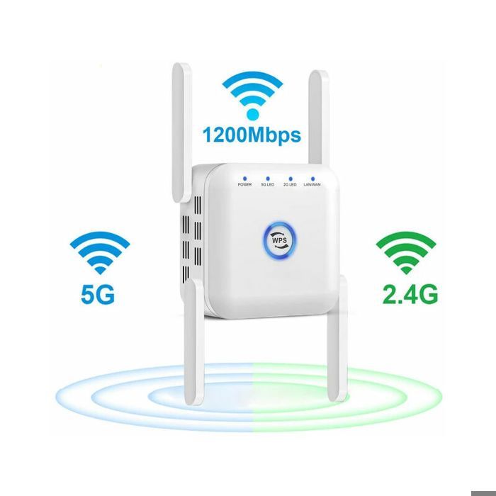Repetidor WiFi de doble banda de 1200 Mbps, amplificador de señal inalámbrica con router en modo repetidor.