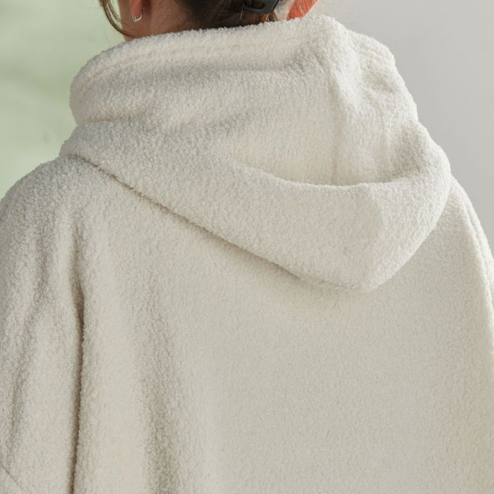 Plaid sweat en bouclette MATCHA - TODAY - Blanc 70x87cm