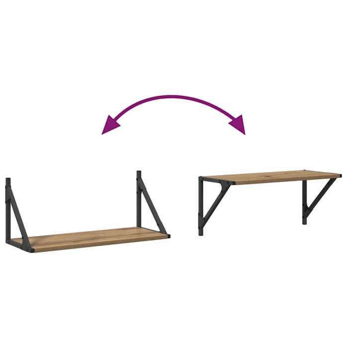 MOT12209 - Estantes de pared, 2 unidades, roble artesanal, 60 x 25 x 25,5 cm