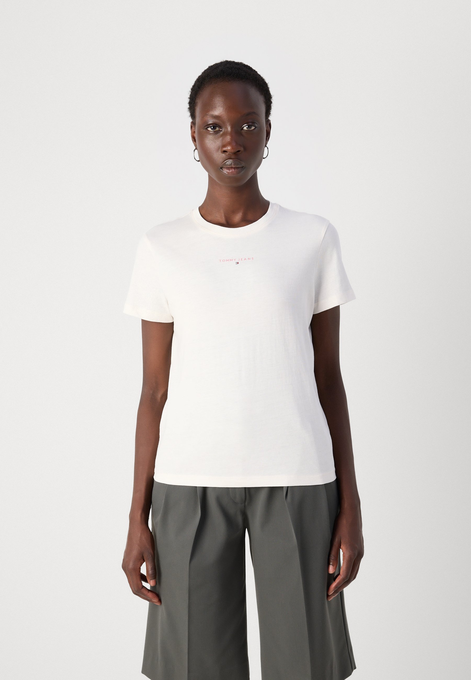 Tommy Jeans LINEAR TEE - T-shirt basic - bianco antico