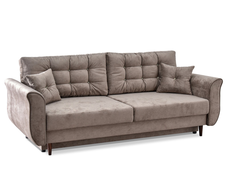 Sofa Lanti Beżowy Welur, Podstawa Orzech