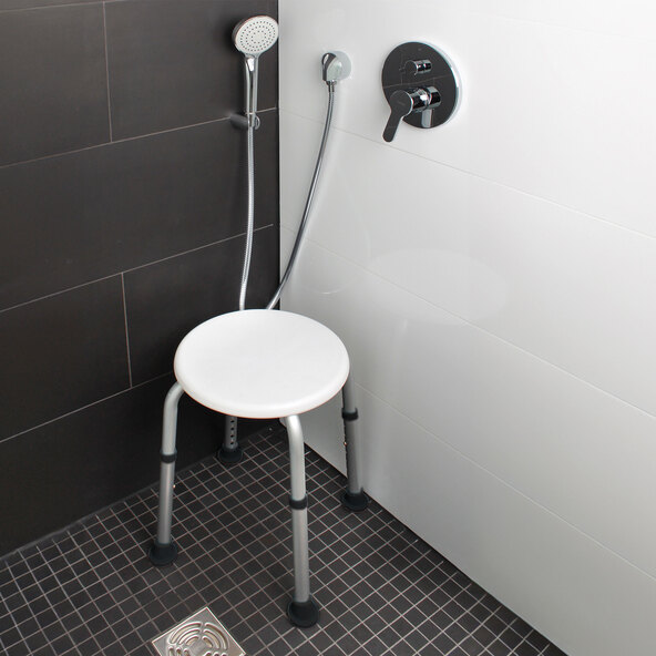 Shower stool, height adjustable