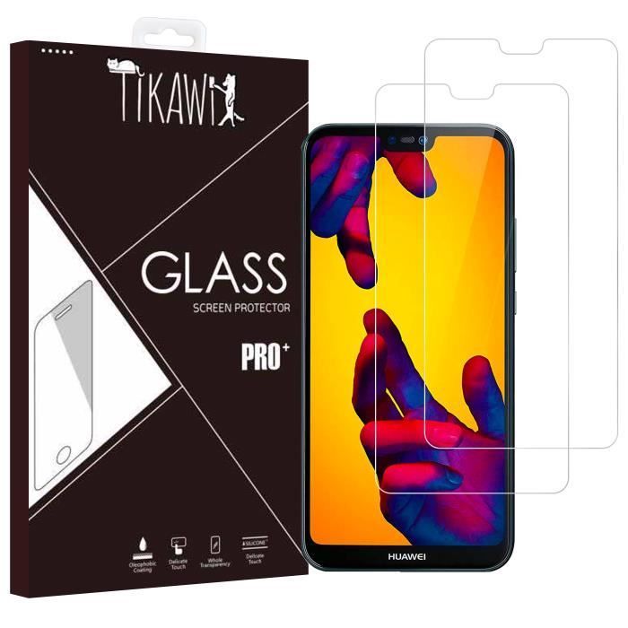 Protector de pantalla de vidrio templado Tikawi x2 9H para Huawei P20 Lite de alta resistencia [Antihuellas] Protector de pantalla de vidrio templado x2
