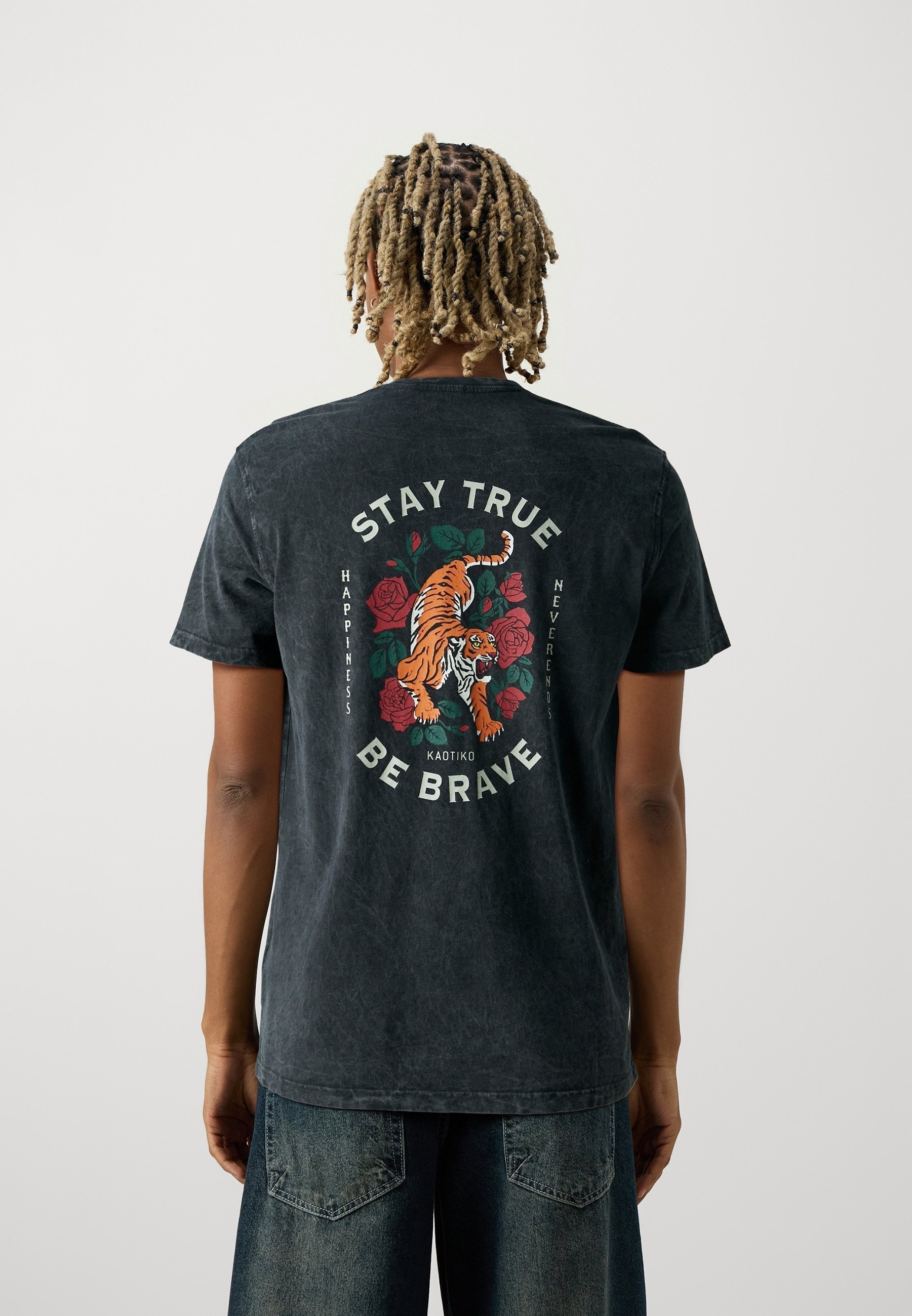 T-shirt met Kaotiko-print - zwart