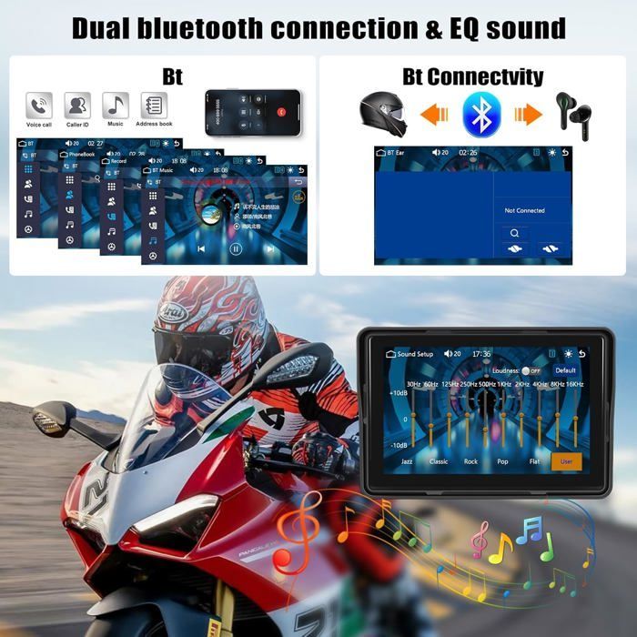 Display CarPlay Moto Navi per moto - Navigazione GPS - Touchscreen HD da 5 pollici - Impermeabile