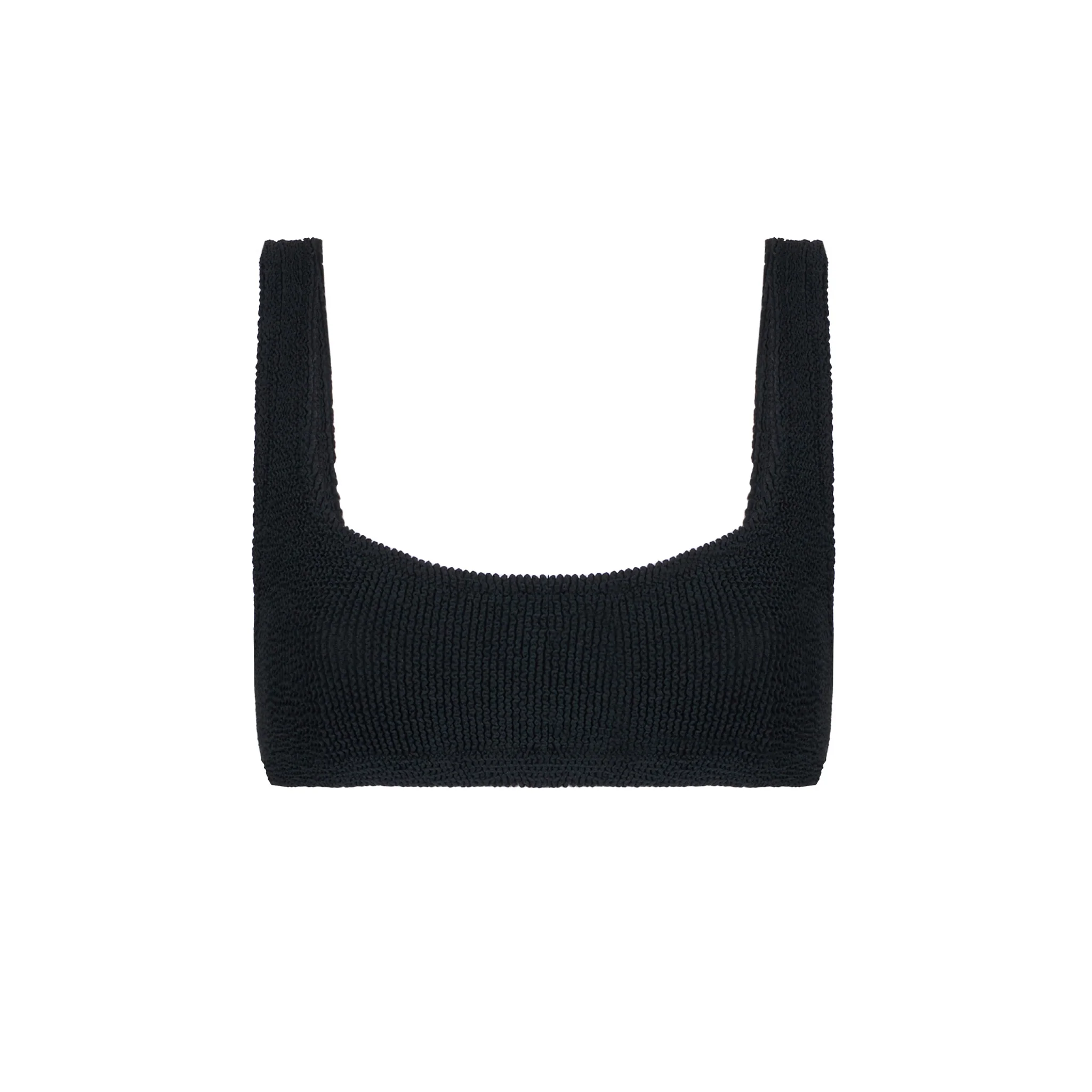 Haut de maillot de bain brassière noir froissé pour femme