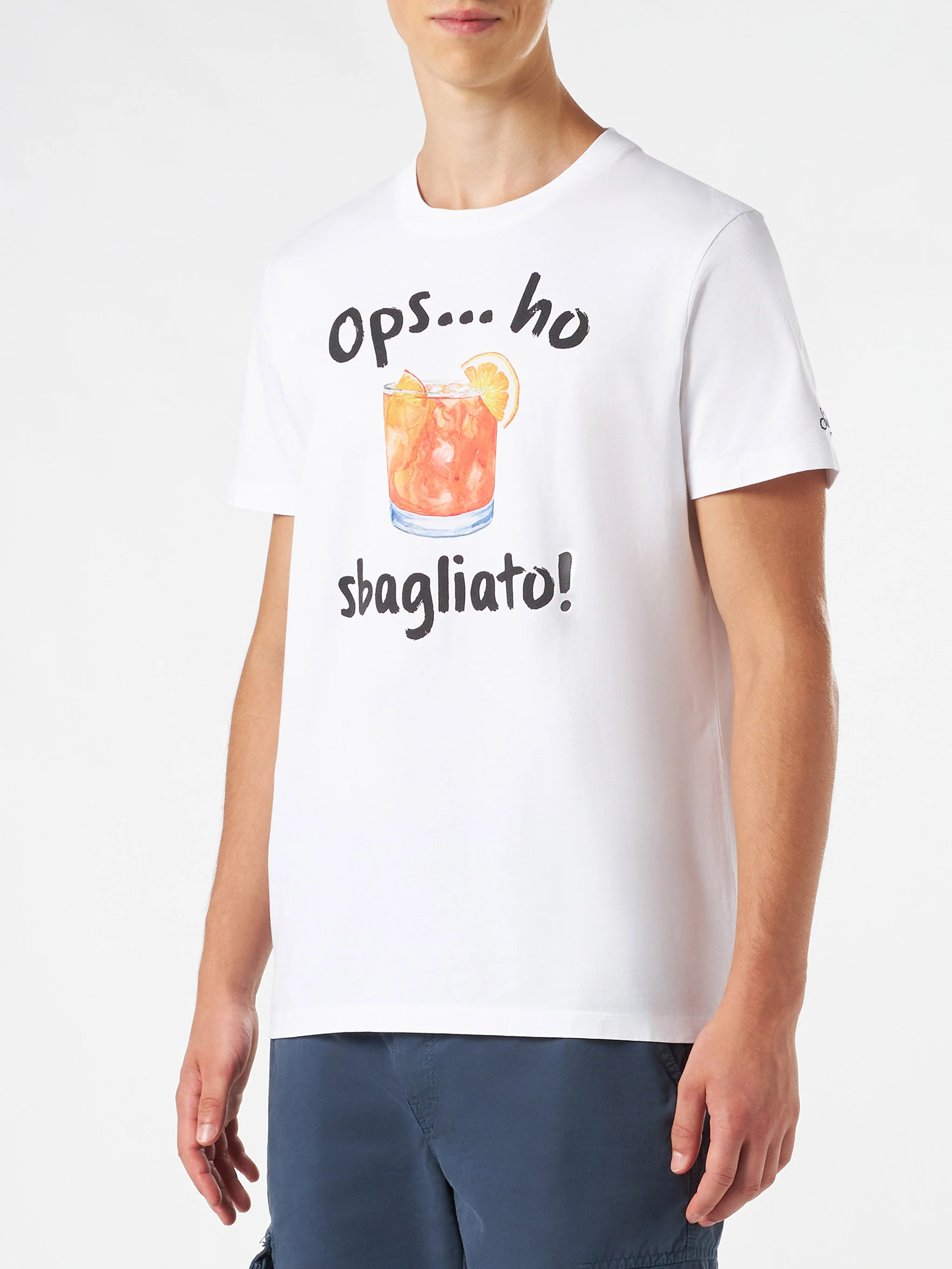 Heren katoenen T-shirt met drankprint (fout)