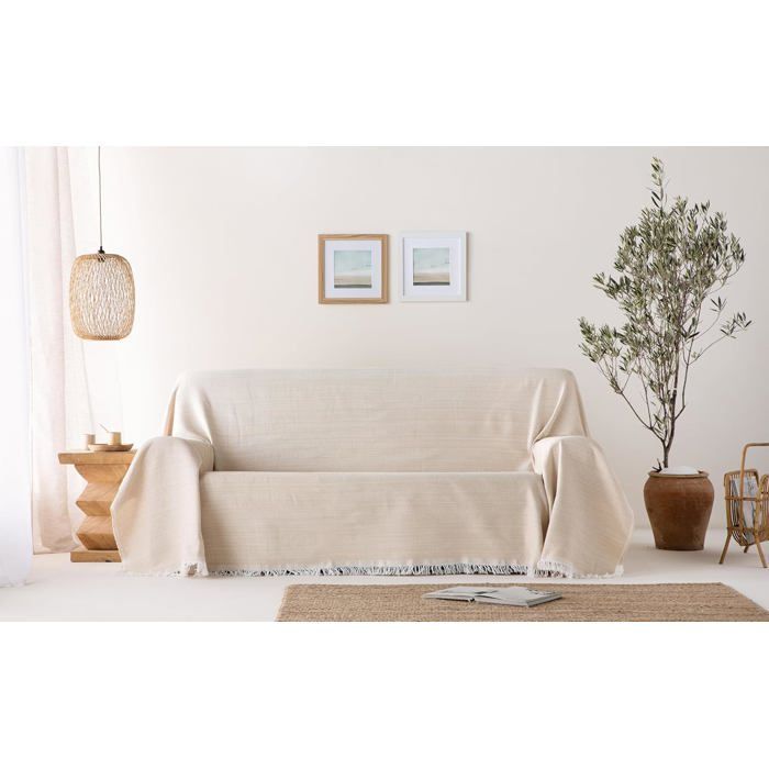 Manta multifuncional para cama e sofá. Manta - Colcha de algodão macio e respirável com trama alveolar - 130*180 cm, bege