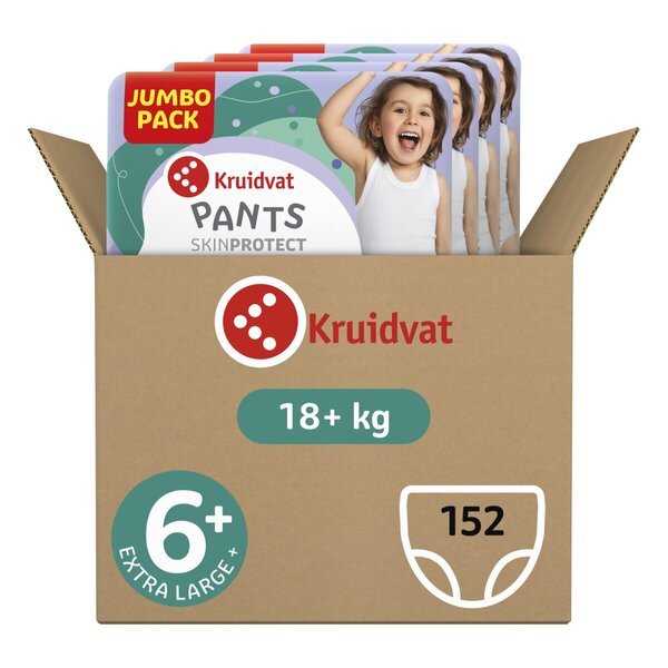 Kruidvat 6+ Екстра велике плус пелене, кутија, величина 6+ (18-28 кг), 152 комада