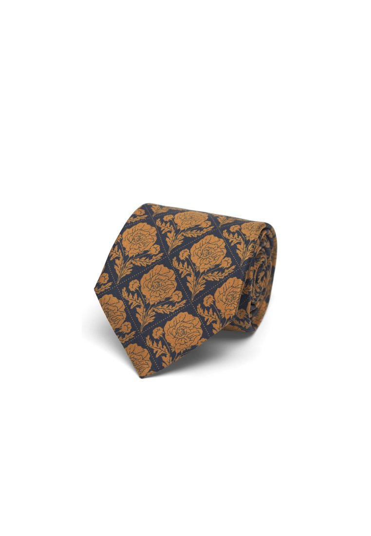 Les Deux TILE FLOWER - Cravatta - blu scuro/curry tailandese
