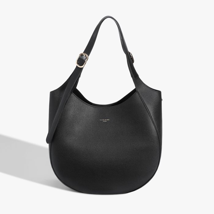 David Jones - Large Hobo Shoulder Bag in PU Leather for Women - Black