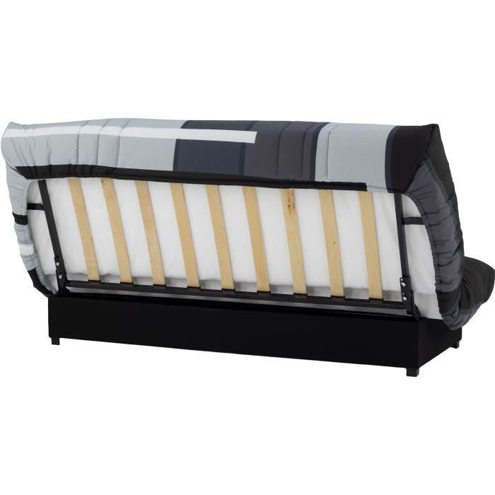Sofá cama Click-clack de 3 plazas - Gris Track - 190 x 90 x 92 cm - PIXIE