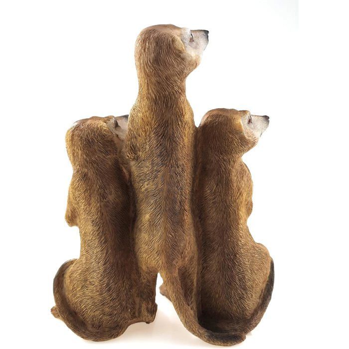Lot de 3 figurines familiales suricates - Décoration de jardin - Grande taille - Pour l'extérieur - À poser (15,5 x 7,5 x 20,5 cm)