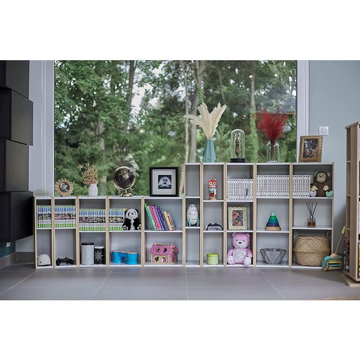 Iris Ohyama, Mueble de almacenamiento, Librería/ 3 estantes ajustables, UB-9035, Marrón claro, 29 x 34,7 x 88,2 cm (ancho x profundidad x alto)