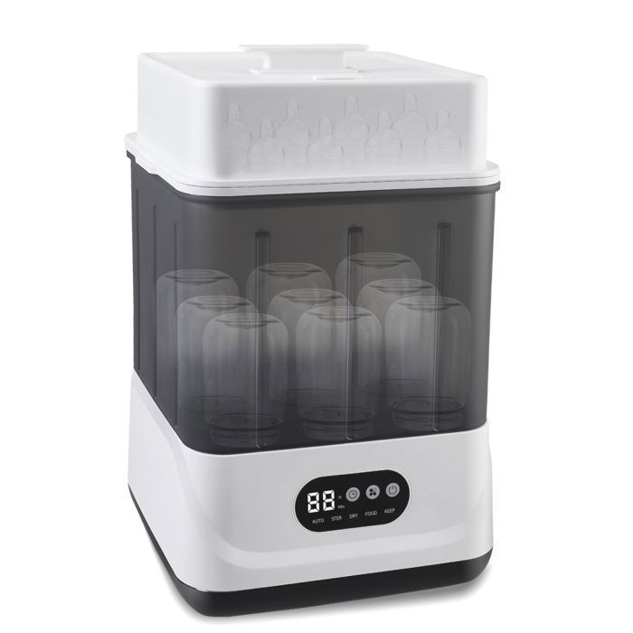 Stérilisateur de biberons avec séchage 360° et conservation 24h, écran LCD intelligent, capacité pour 9 biberons simultanément