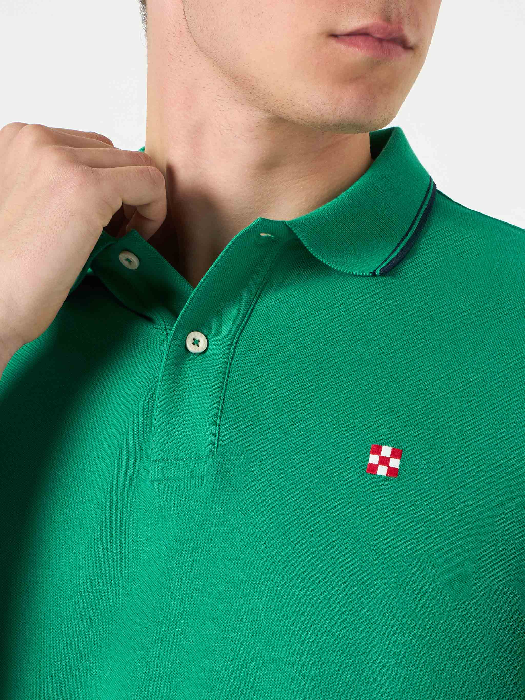 Groene poloshirt met St. Barth-ruitlogo
