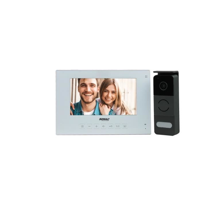 Videocitofono - FPE - 7 pollici - Visione notturna a infrarossi - 2 fili - Grigio