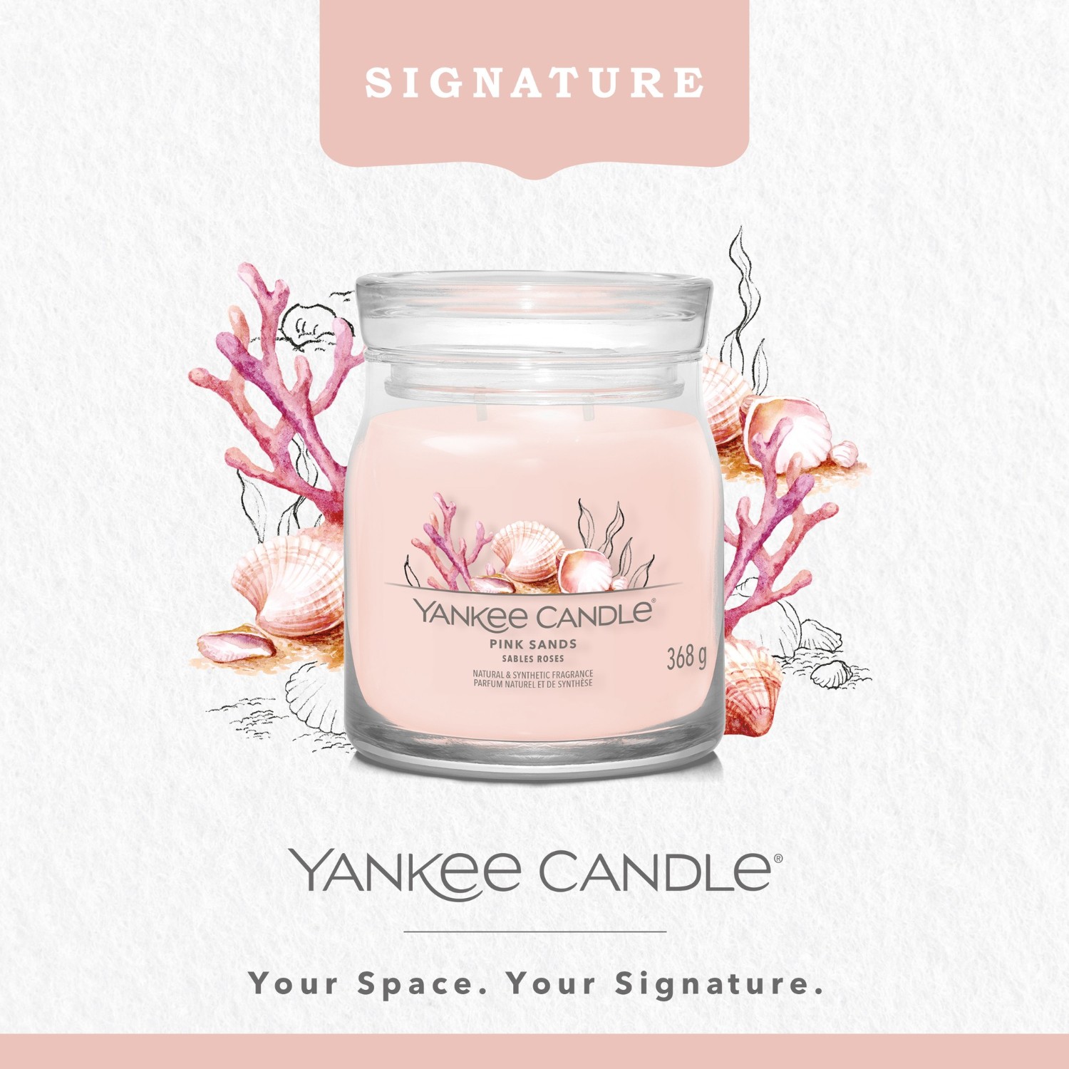 YANKEE CANDLE Moyenne Jarre Sables Roses