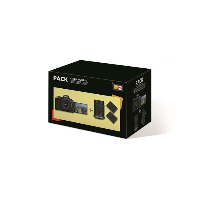 Canon EOS R50 musta hybridikamerapaketti