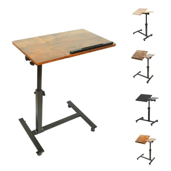 Table de Lit à Roulette - ELANCOOH - Hauteur Ajustable - Bureau Debout Mobile - 60 * 34CM - Bureau Pliable