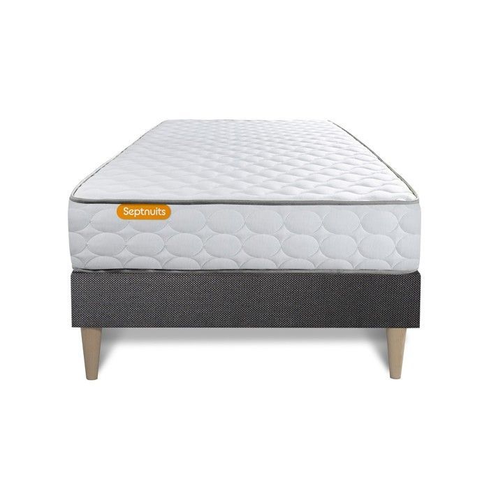 Ensemble sommier matelas 90x190 Memo Mémoire de forme - Septnuits - Très ferme - A lattes - HR