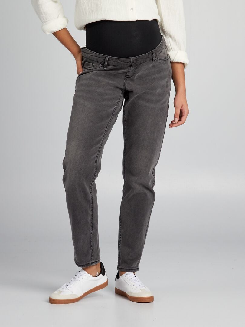 Zwangerschapsjeans met slijtage-effect - GRIJS