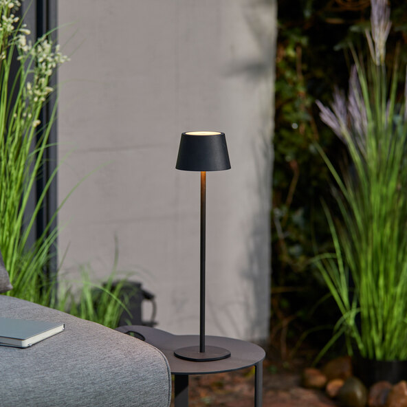 Luminária de mesa LED recarregável 3 em 1, preta
