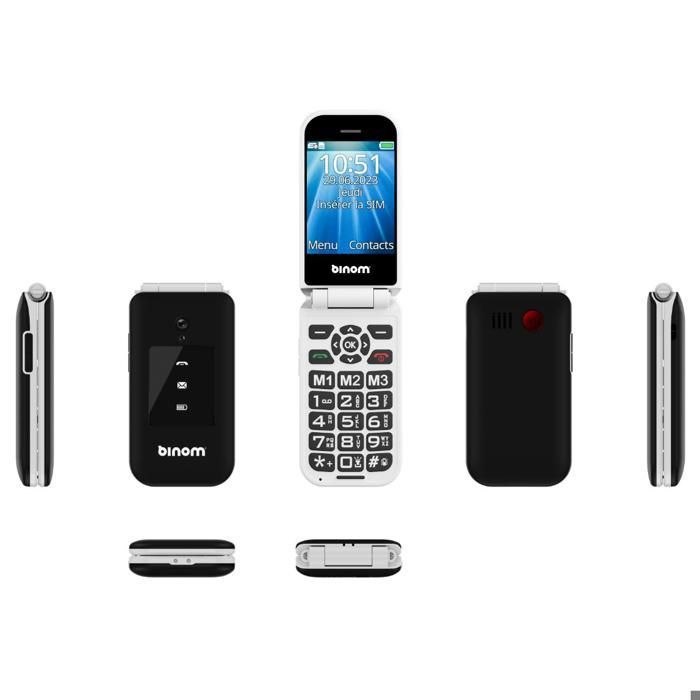 Celular flip X3S 4G para idosos, preto/branco - Binom