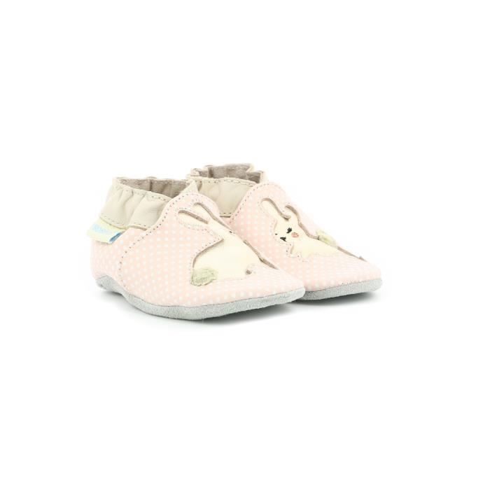 Pantofole da bambina Robeez Rabbit in pelle - Rosa chiaro