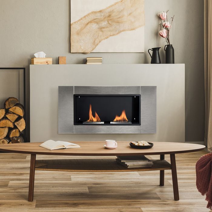 HOMCOM - Chimenea - Metal - 110x14,5x54cm - Gris