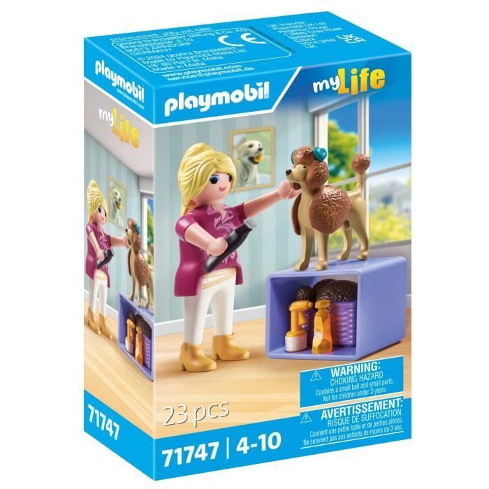 PLAYMOBIL 71747 Toiletteuse avec caniche et accessoires, My Life, 23 pièces, Dès 4 ans