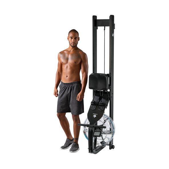 Smart water rowing machine, black