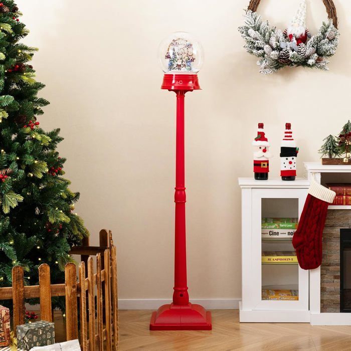 GIANTEX Lampadaire Noël 153 cm avec Lumières LED, Décoration Noel Exterieur Carrousel Rotatif avec 8 Chansons (Grande Roue)