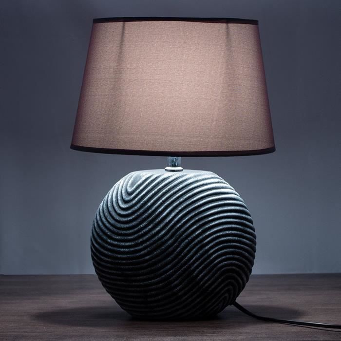 Lampe de Table - BRUBAKER - Lot de 2 - Abat-jour Anthracite - Pied en Céramique - Hauteur 38 cm