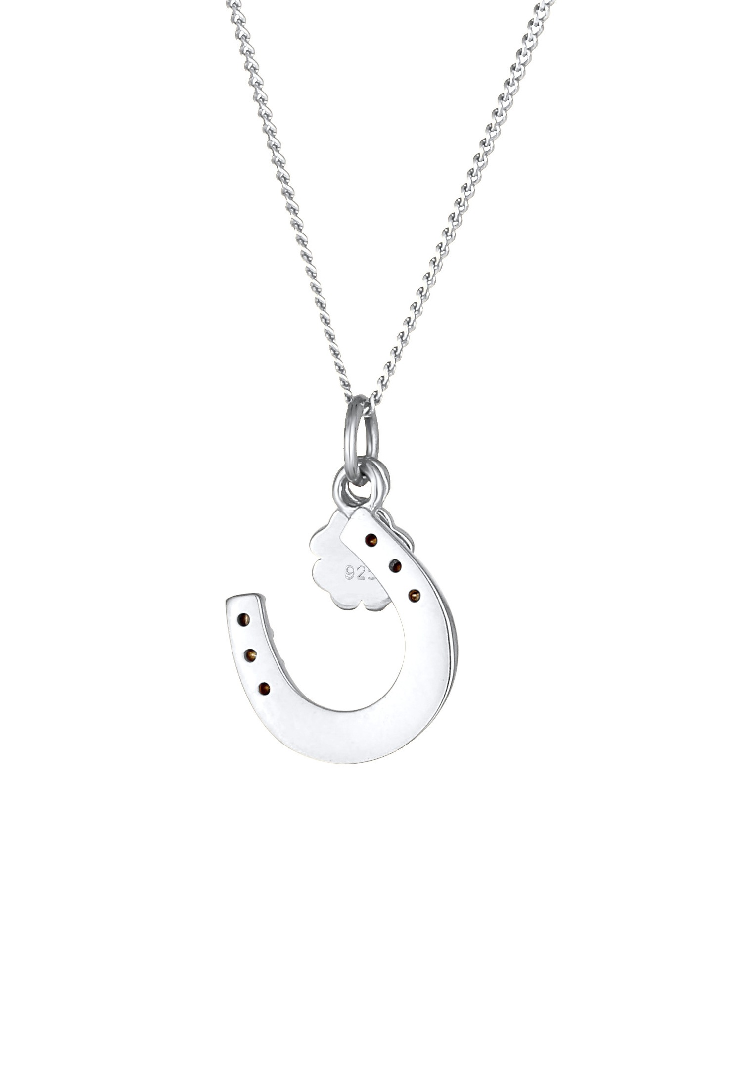 Elli Femmes Pendentif Fer à Cheval Trèfle à Quatre Feuilles avec Cristaux en Argent Sterling 925