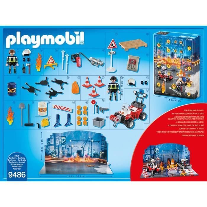 Calendrier de l'Avent PLAYMOBIL - Pompiers incendie chantier - Modèle 9486 - Mixte