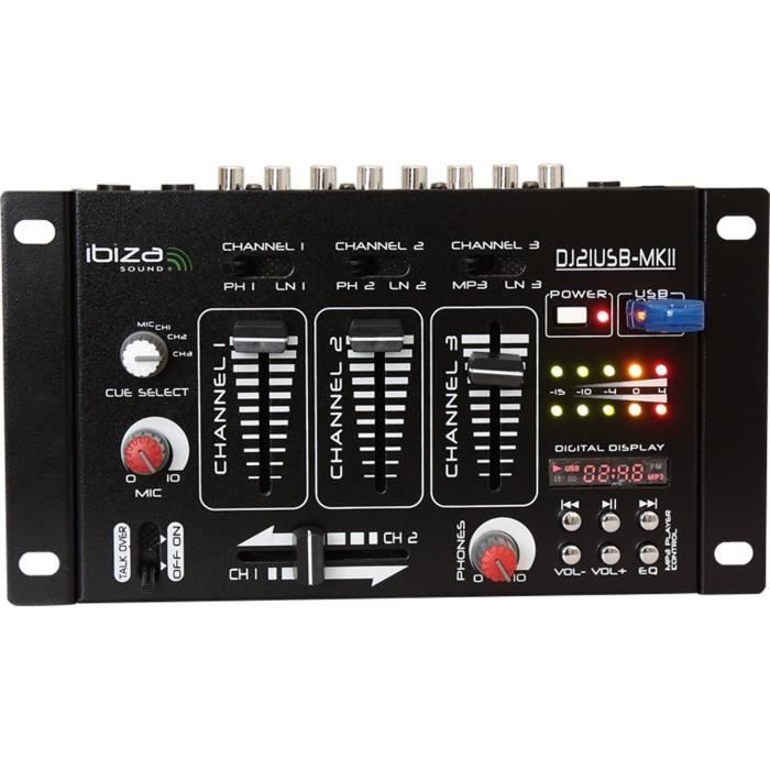 IBIZA DJ21USB-MKII 4-channel/7-channel mixer + USB - Black