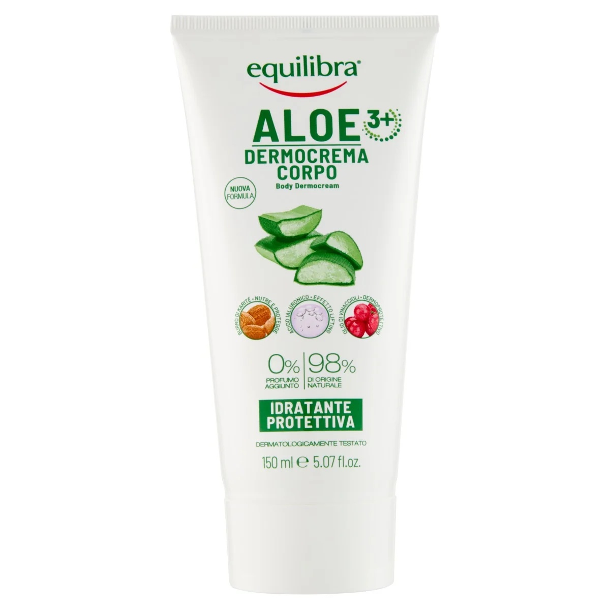 Equilibra Aloë bodycrème 150 ml, hydraterend en verzachtend.