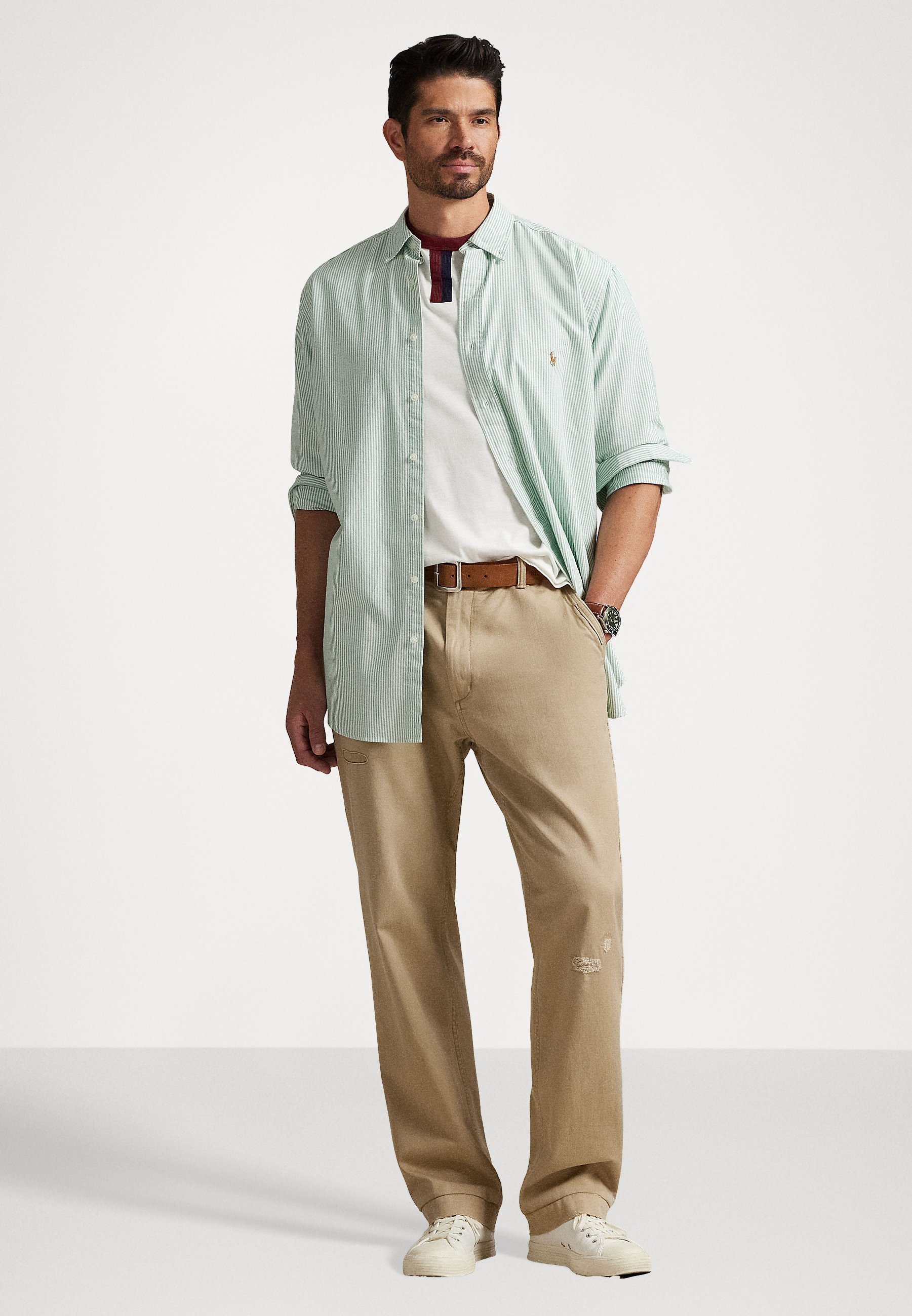 Polo Ralph Lauren Big & Tall LONG SLEAD SPORT SHIRT - Camicia - verde collina/bianco
