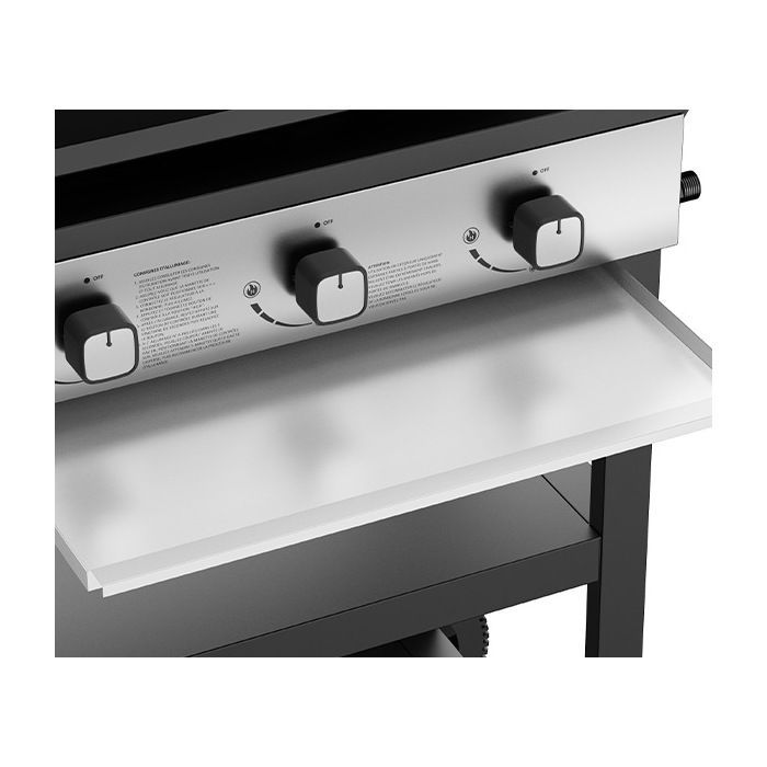 BIGHORN Plancha gaz de 3 brûleurs avec chariot et couvercle;7.2kw
