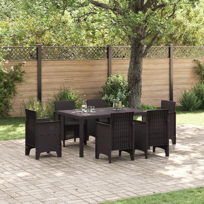 Table de repas extérieure rectangulaire vidaXL en marron | Résistante aux UV en plastique solide 871685
