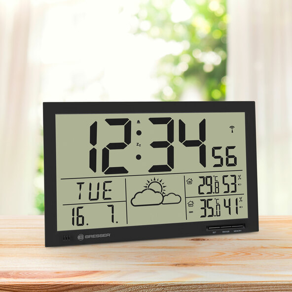 Ceas de perete meteo LCD MyTime Jumbo, negru
