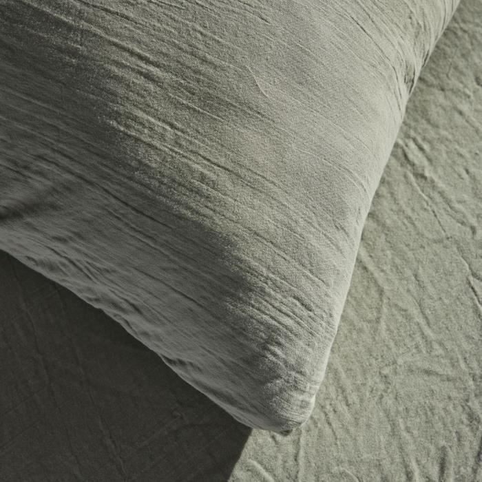Juego de ropa de cama - TODAY - 123327 - Individual - 140x200 cm - Gasa de algodón lisa - Verde salvia