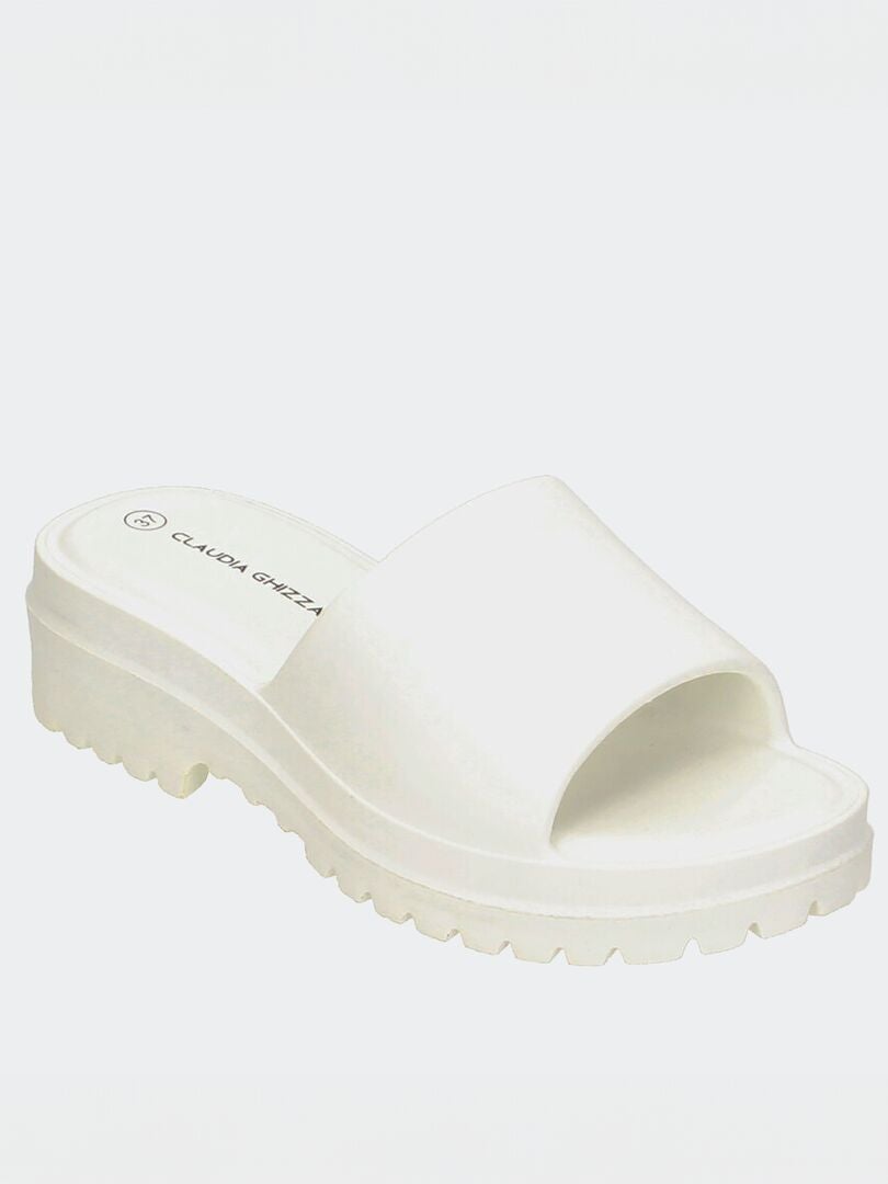 Mules com salto cravejado - BRANCO