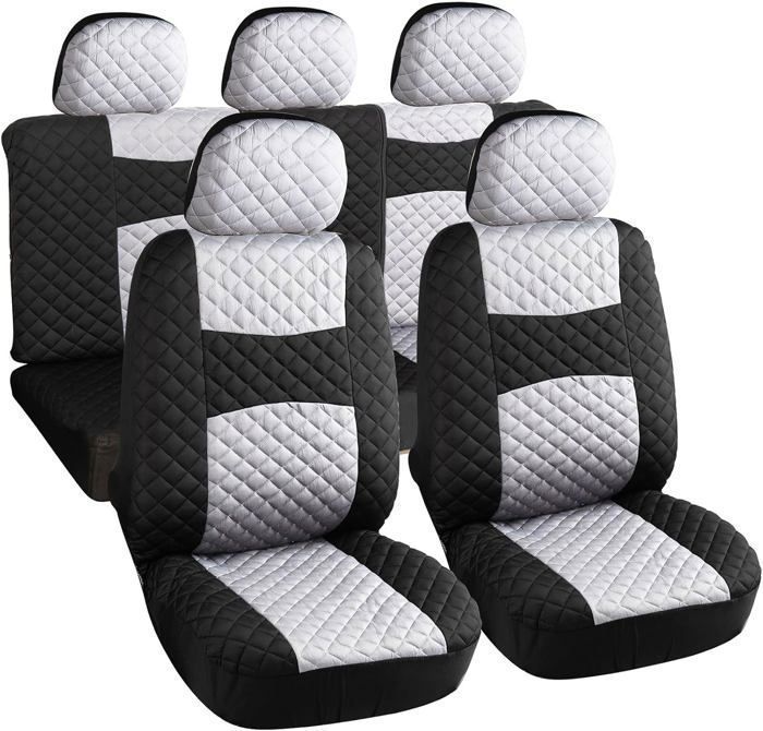 Rebeca Shop - Universal front and rear car seat covers, polyester, model A20, White/Black