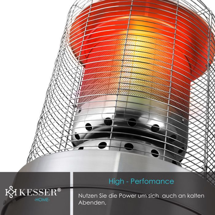 Chauffage radiant extérieur - KESSER - Puissance maximale 12,5 kW - Allumage piézoélectrique - Hauteur 143 cm