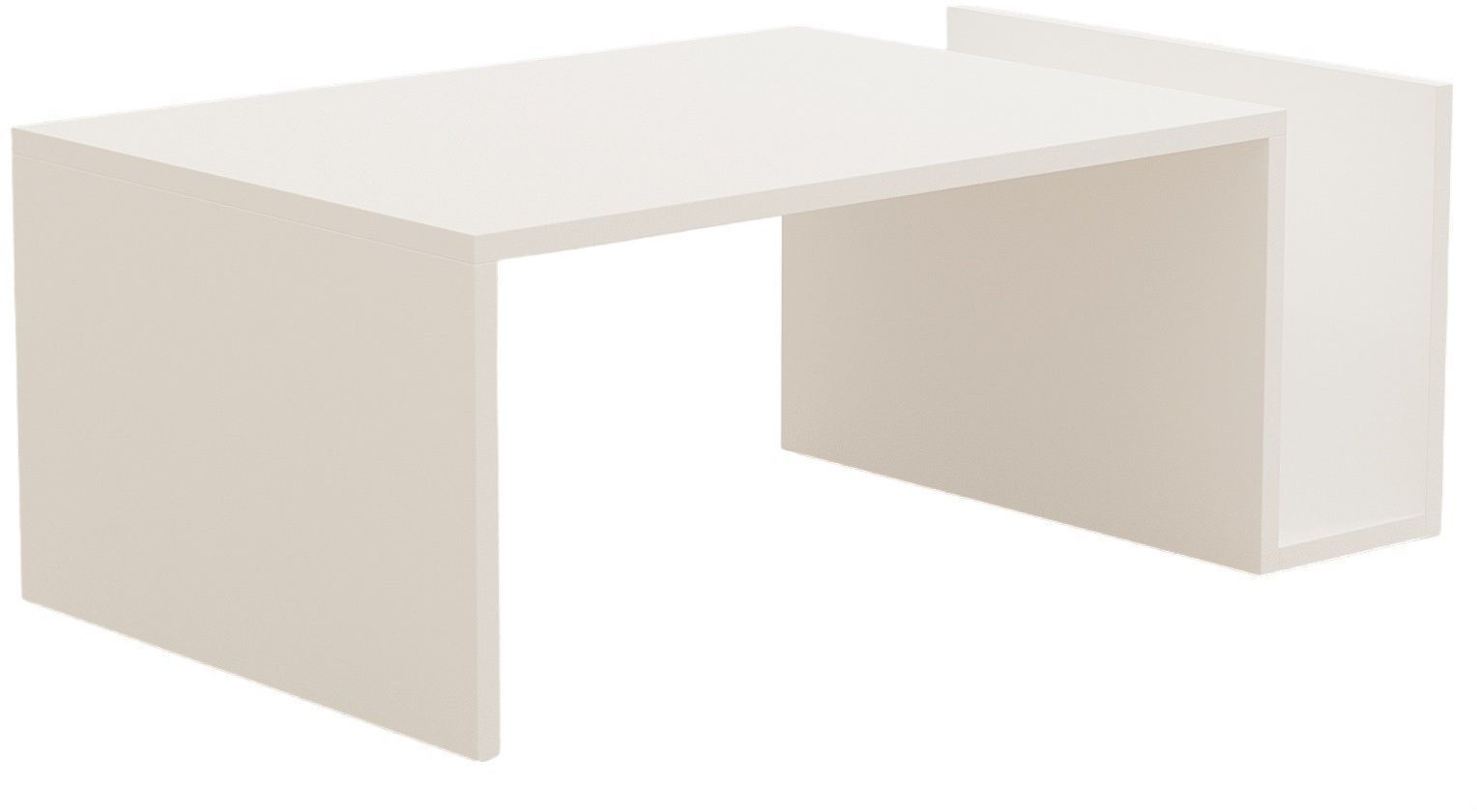 Table basse MEMO - Couleur Blanche - Plateau Relevable & Rangement Intégré - L 86,8 cm x P 32,4 x H 50 cm