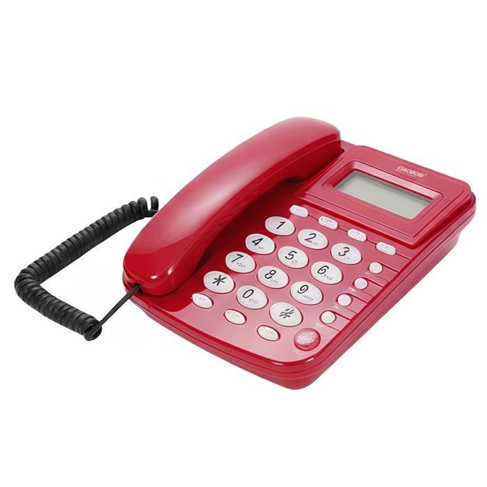Téléphone Fixe Filaire Multifonction avec Écran LCD / Redial / Alarme Rouge